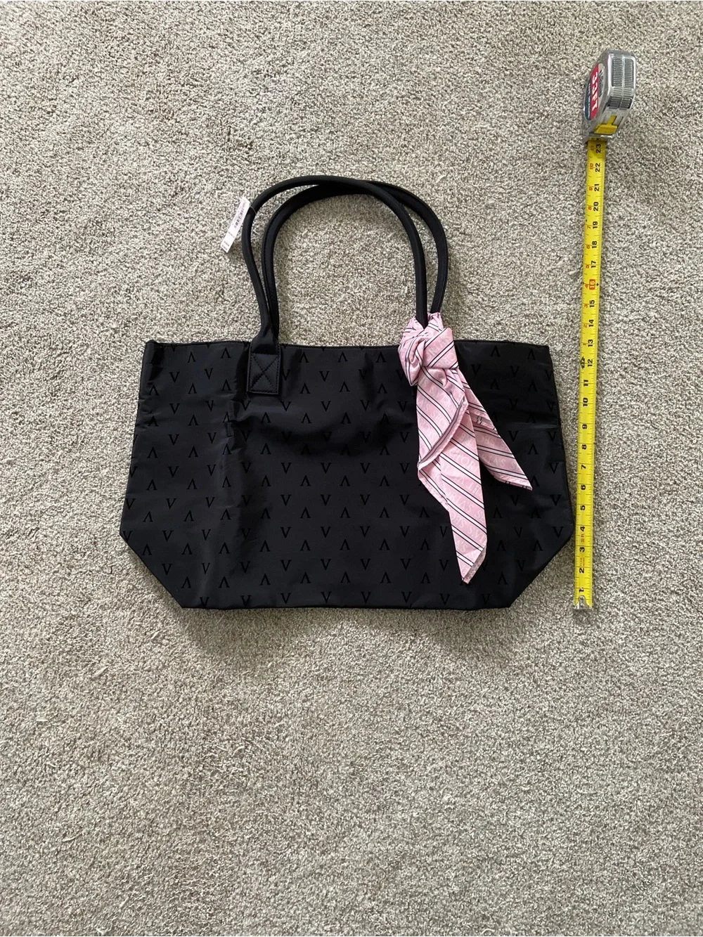 Victoria Secret Black Bag with Pink Scarf NWT - Picture 7 of 13